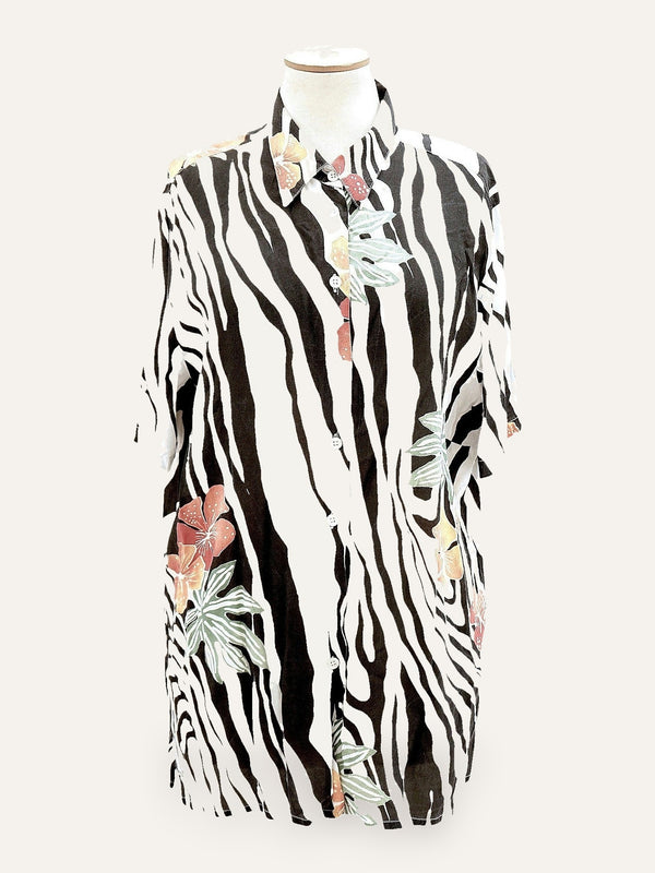Zebra & Floral Print Shirt