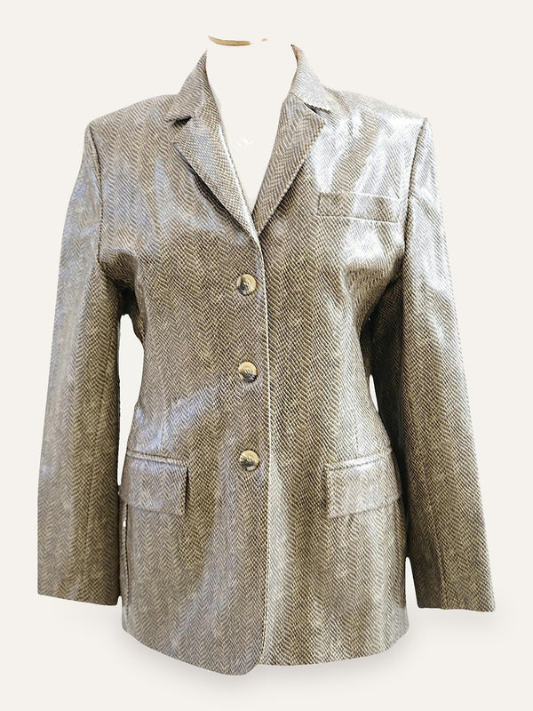 Granite Lacquered Herringbone Blazer