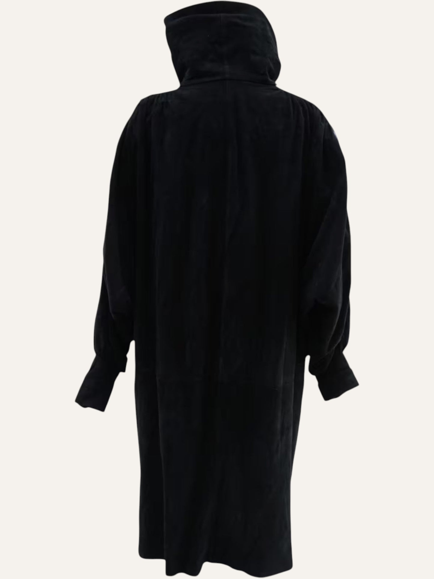 Suede Leather Funnel Neck Coat