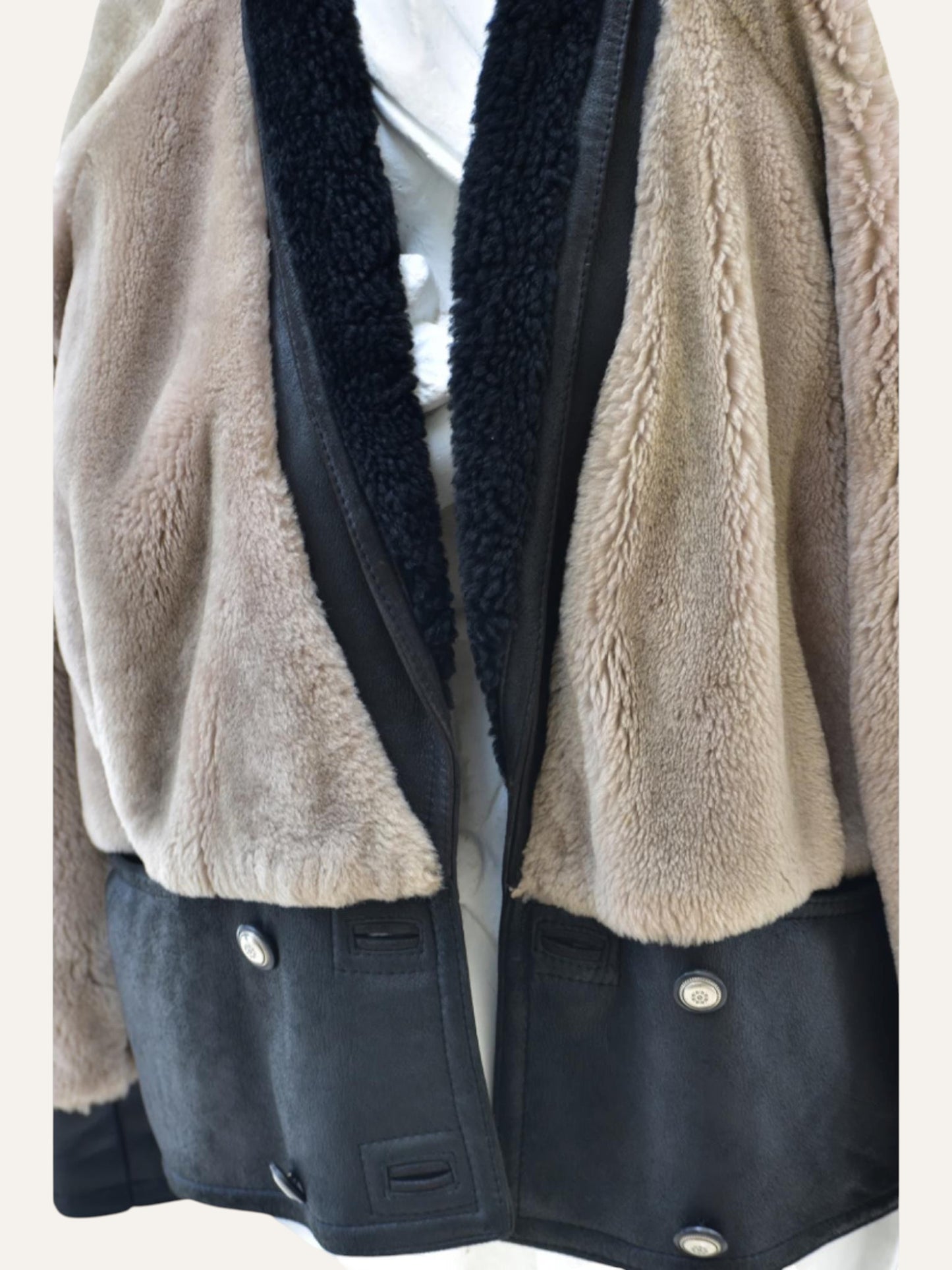 Shearling & Leather Blocked Jacket