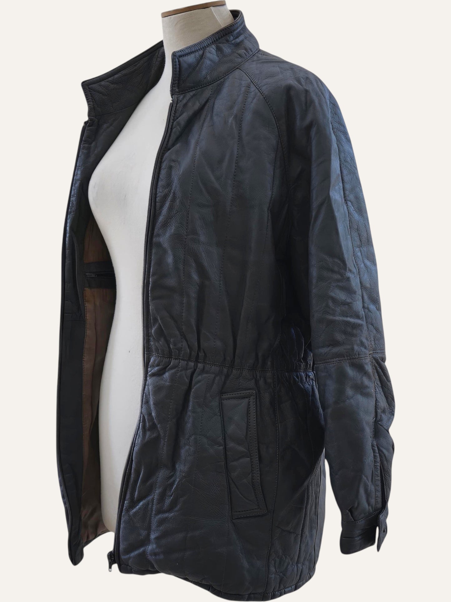 Vera Pelle Distressed Leather Quilted Blouson