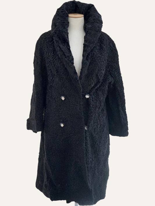 Double Breasted Swakara Karakul Fur Coat