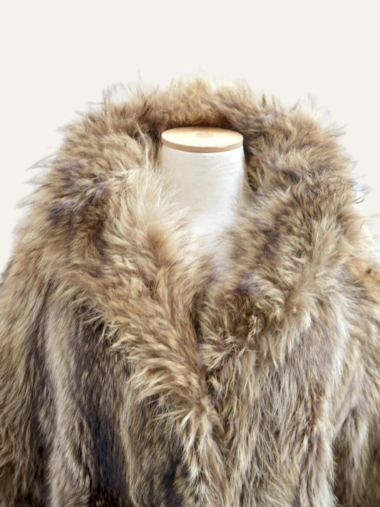Long Hair Fur Coat in Taupe and Ash Vintage