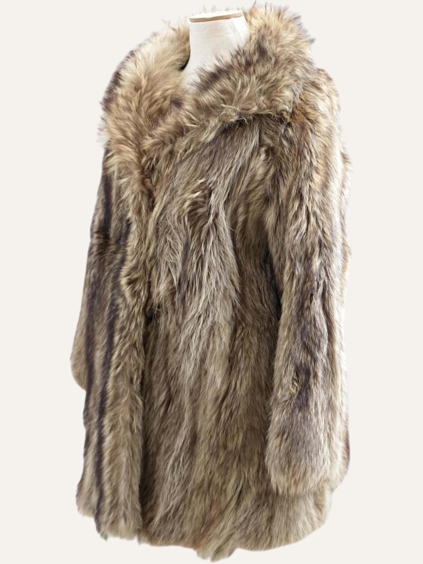 Long Hair Fur Coat in Taupe and Ash Vintage