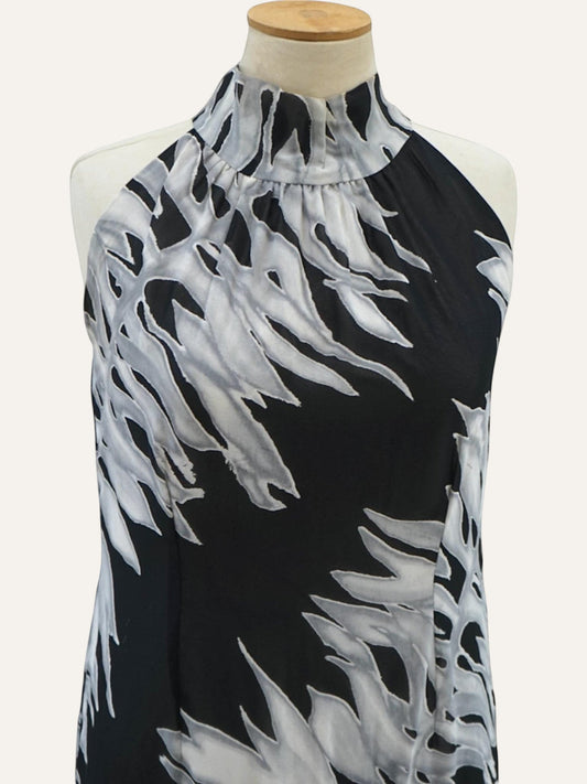 Bespoke Monstera Print Halter Neck Dress