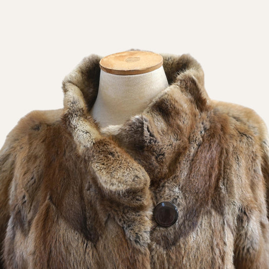 Artisan Chevron-Cut Real Fur Maxi Coat