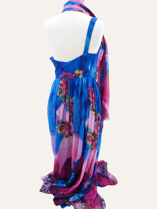 Italian 90s Floral Silk Dress