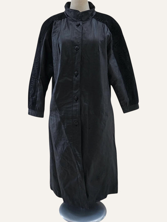 Echtes Leder Leather & Jacquard Maxi Coat