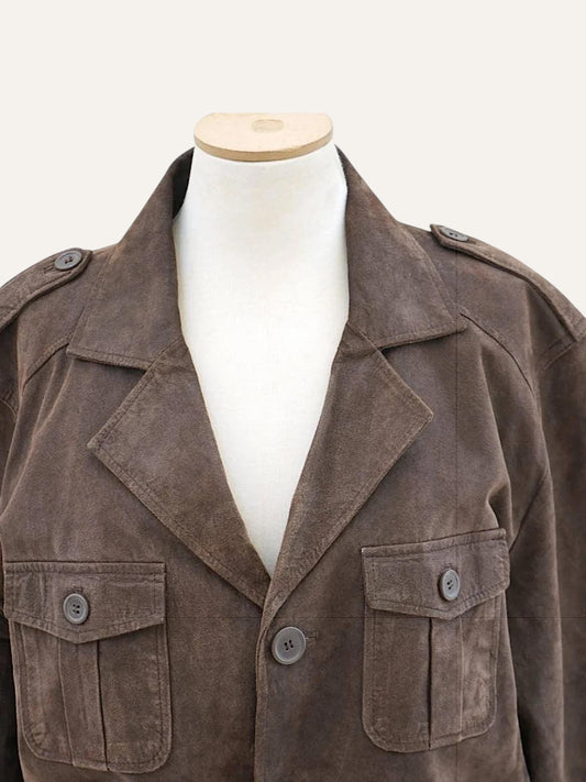 Pig Suede Western Moto Jacket in Tobacco