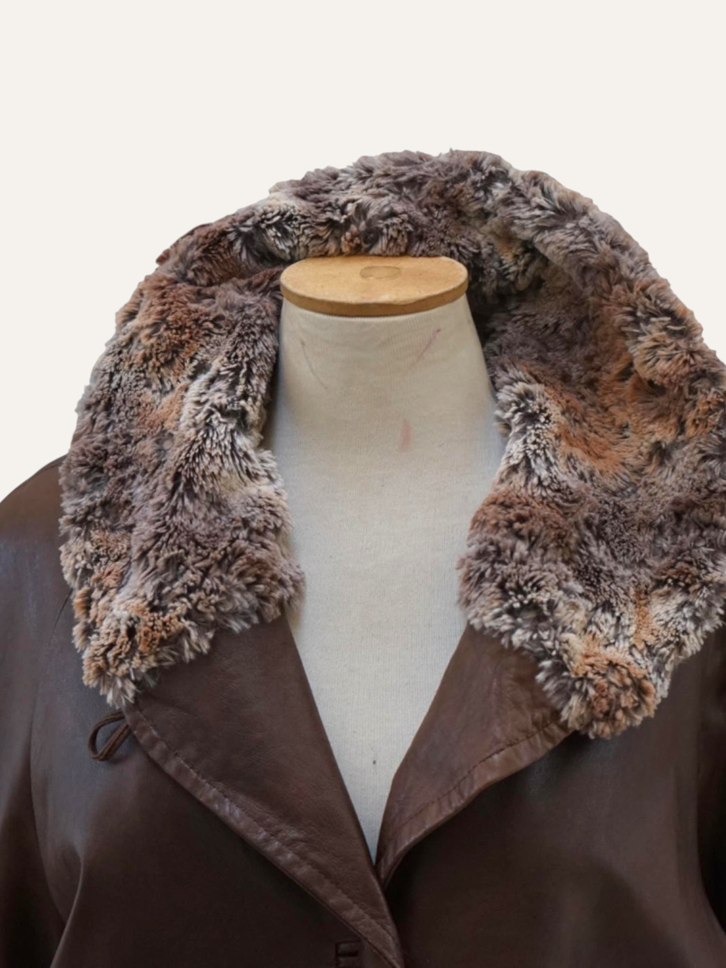 Vera Pelle Leather Coat Curly Lamb Collar