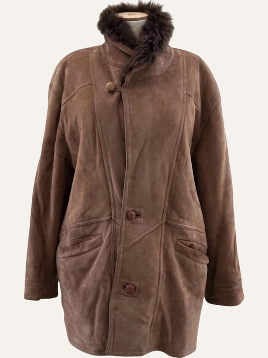 Vintage Suede Shearling Coat