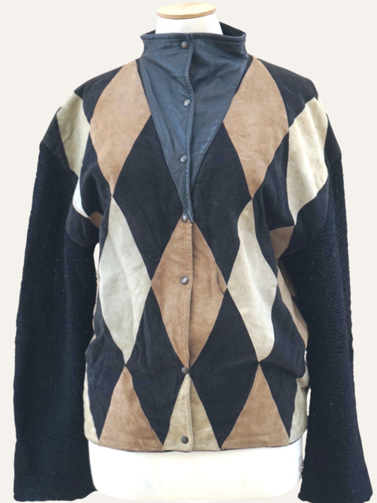 Harlequin Leather Suede Patchwork Jacket