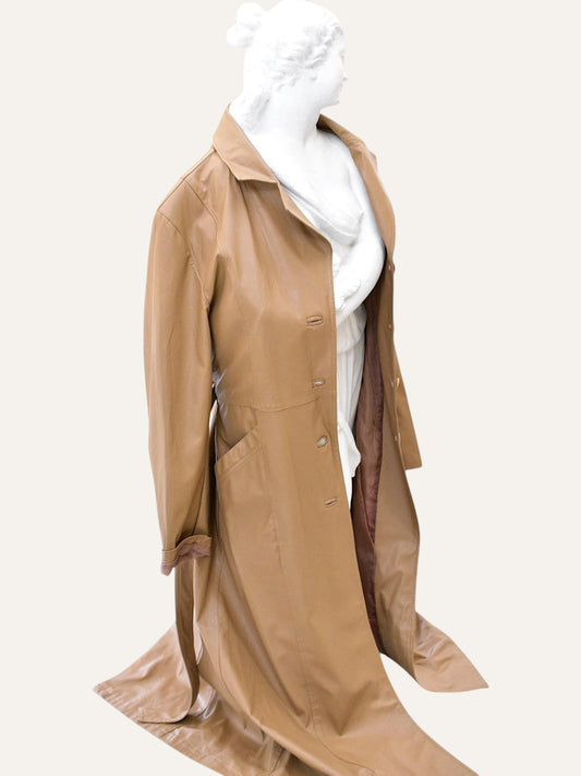 Futedress Faux Leather Swing Coat