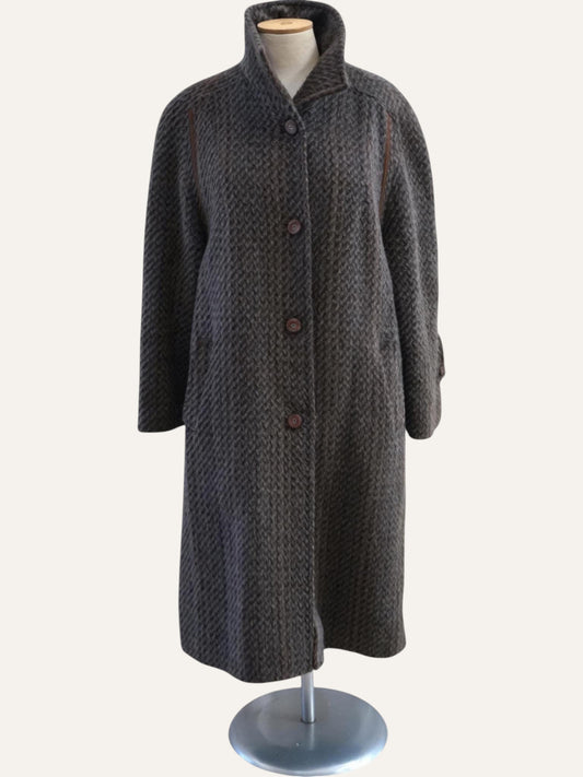 Llama Wool Basket-Weave Coat