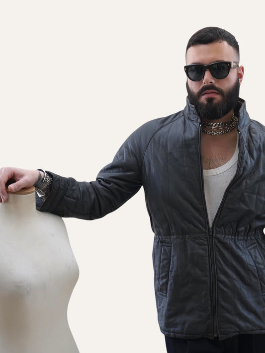 Vera Pelle Distressed Leather Quilted Blouson
