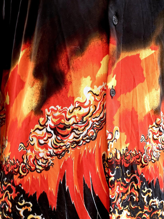 Gianni Versace Jersey Flame Print Shirt