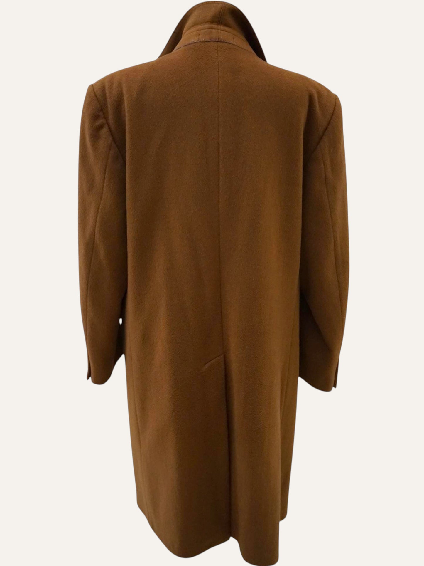 Wool Single-Breasted Peak-Lapel Coat in Cognac