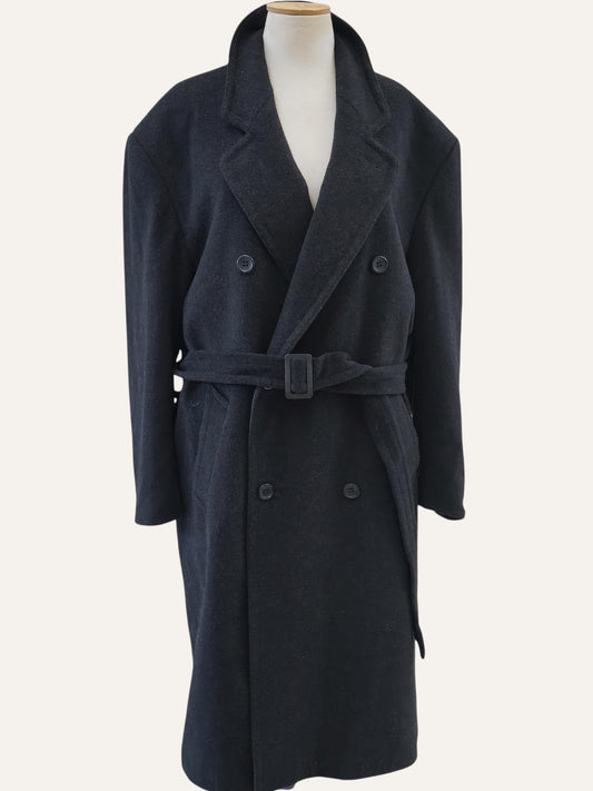 Cashmere Wool Belted Double-Breasted Maxi Coat