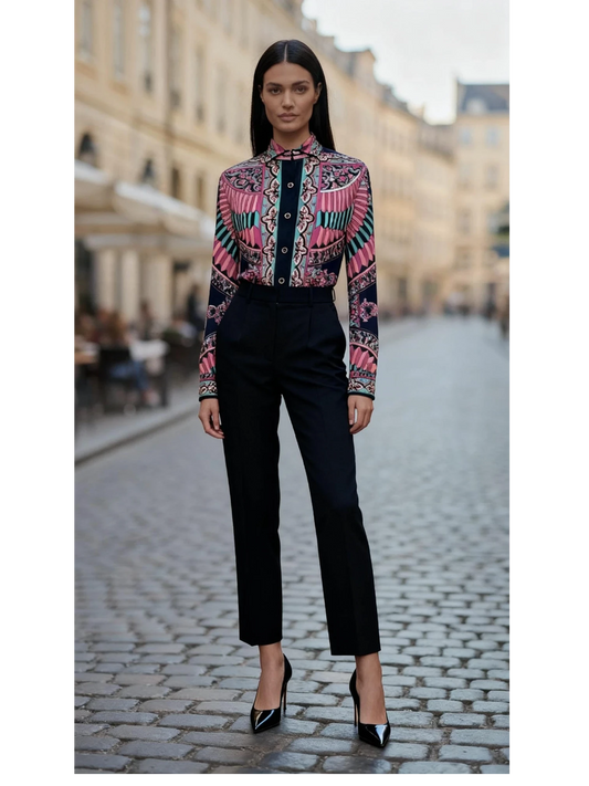 Emilia Bellini Archival Pure Silk Psychedelic Print Shirt