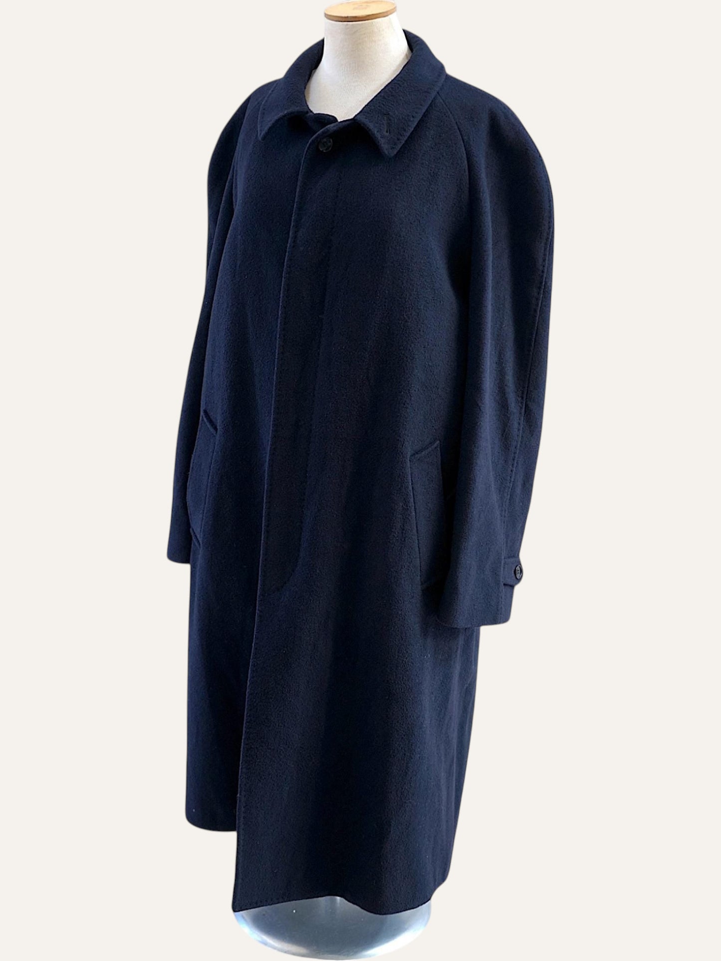 Vintage blue belted wool coat, full length