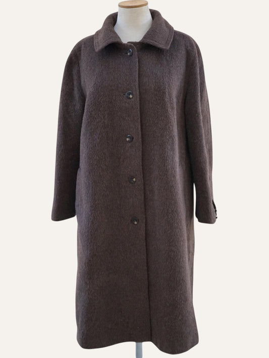 Llama Single-Breasted Maxi Coat in Mocha