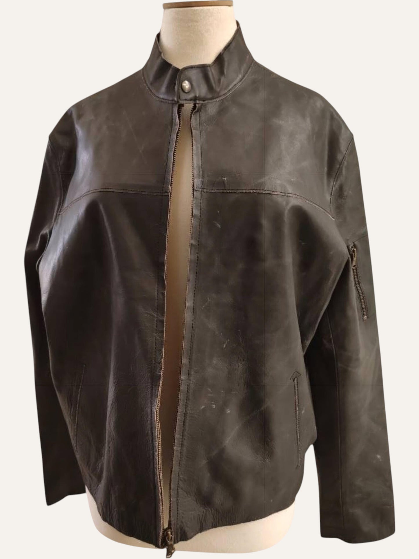 Raw Leather Biker Jacket