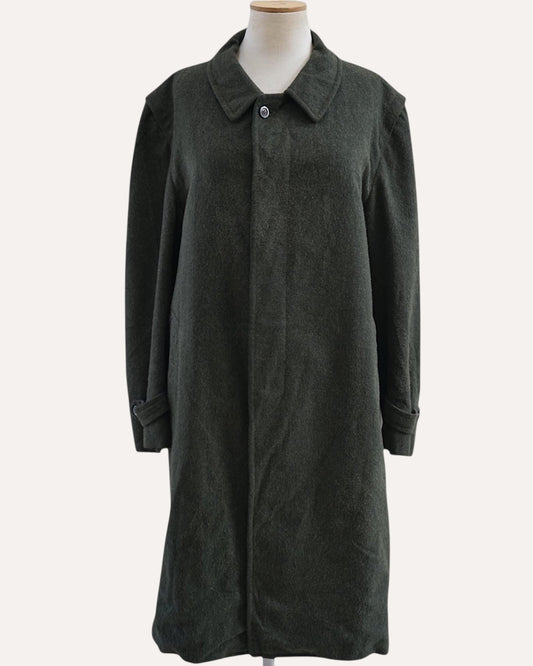 Wool Balmacaan Coat in Forest Green