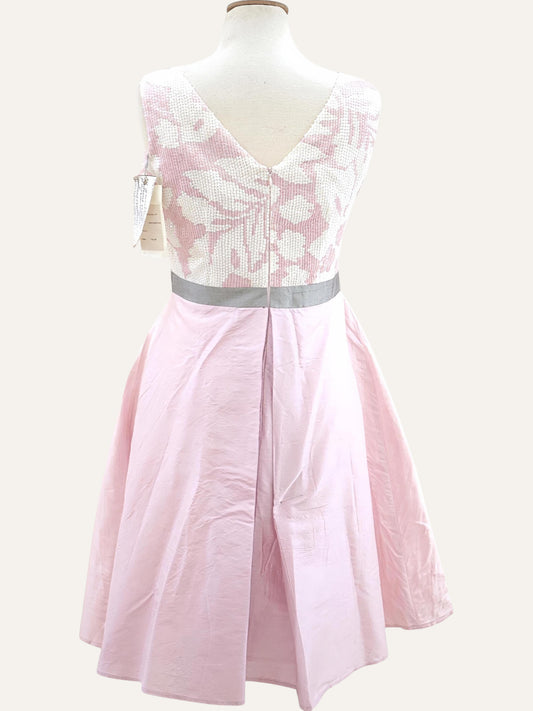 Pure Silk Crystal Bow Pleated Dress