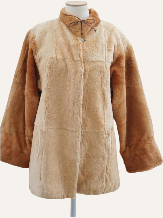 Genuine Dual-Color Fur Coat