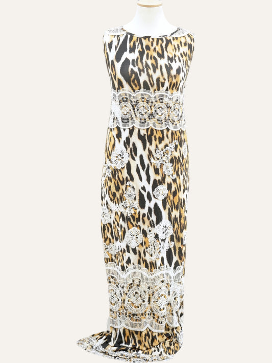 Leopard Print Maxi Dress with Open Back in Pink