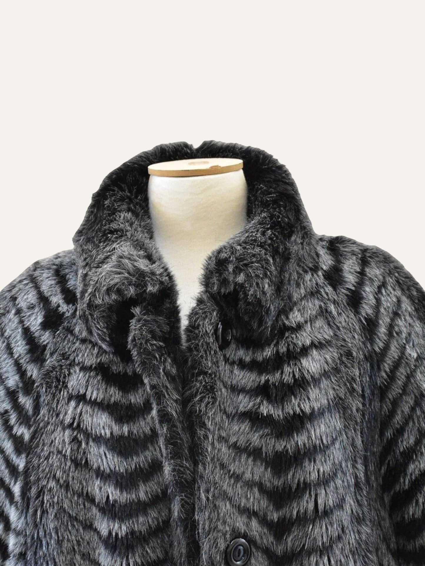 Herringbone Faux Fur Overcoat