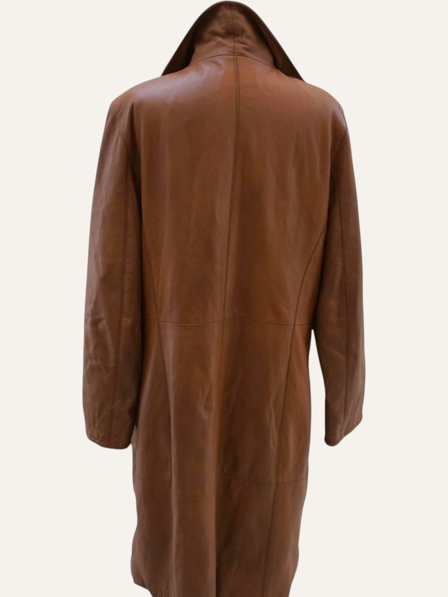 Vera Pella Leather Coat in Cognac