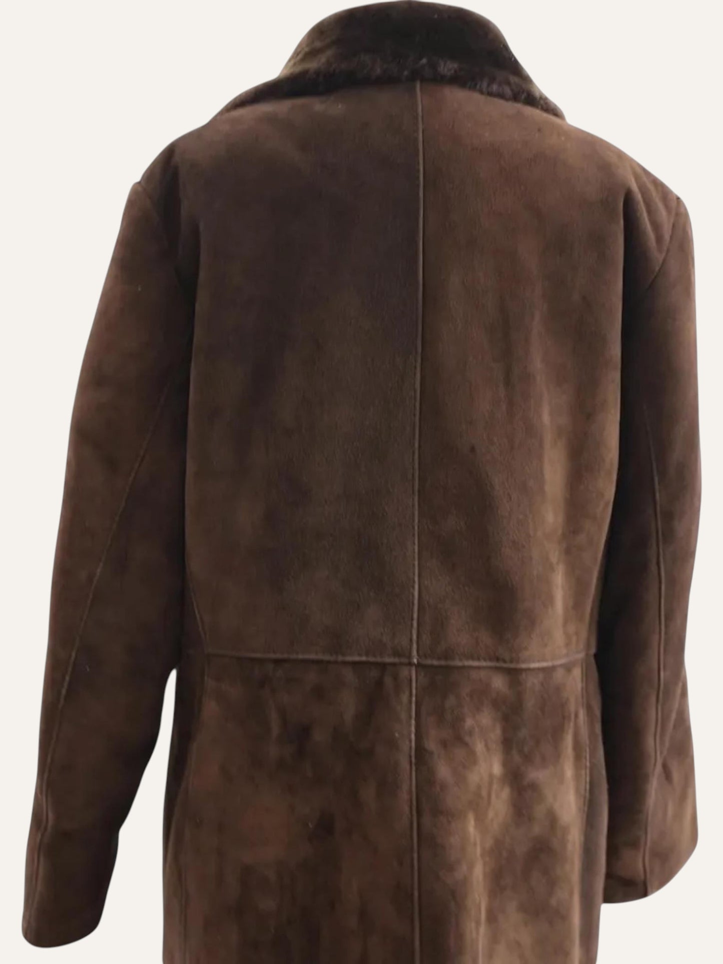 Sheepskin Double-Breasted Maxi Coat in Espresso