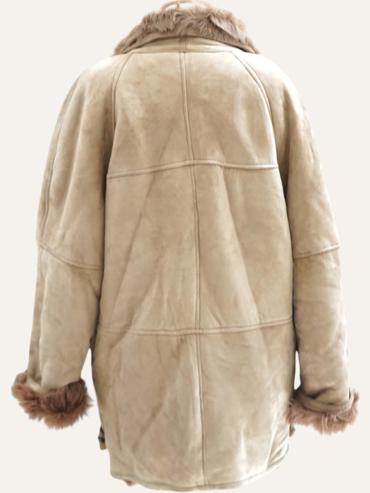 Shearling Coat with High Neck Closure
