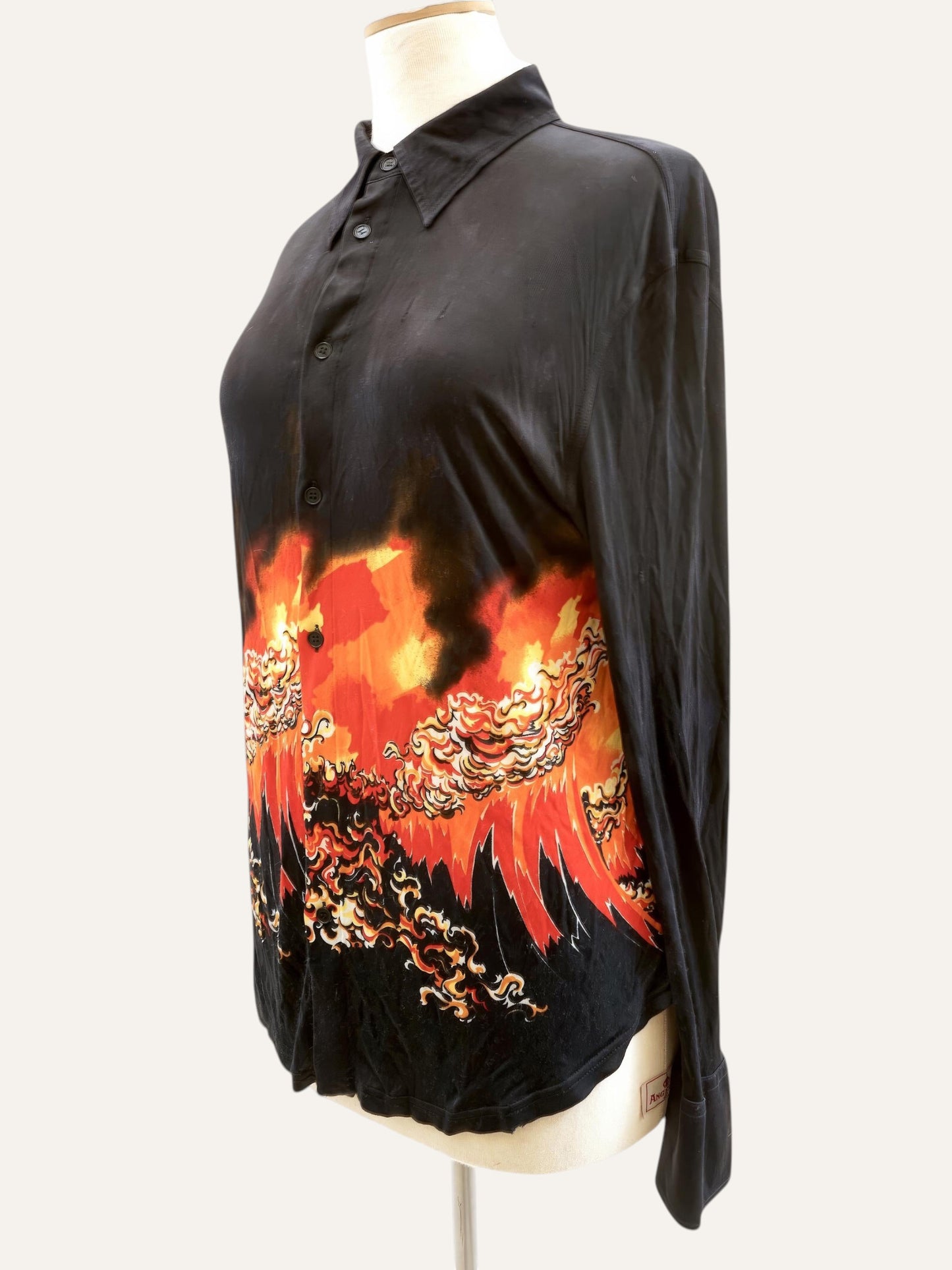 Gianni Versace Jersey Flame Print Shirt