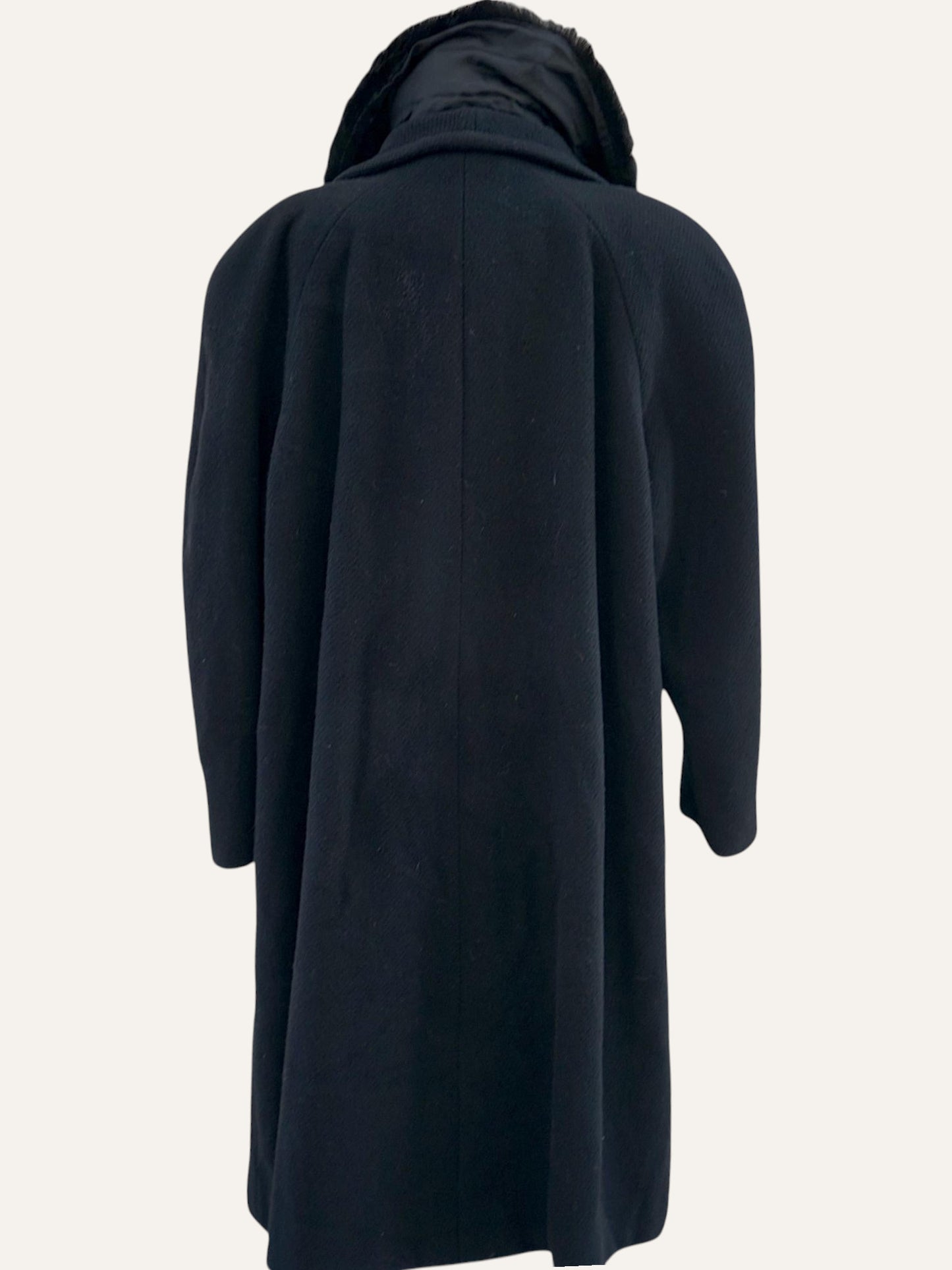 Lancetti black wool overcoat, full length