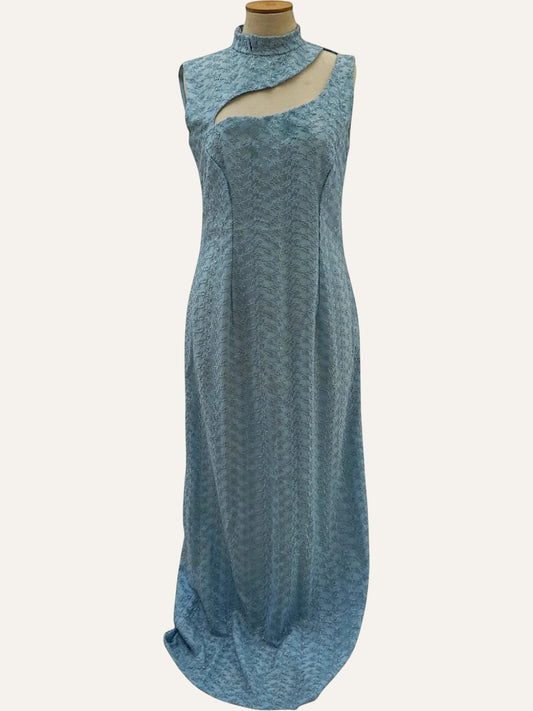 Embroidered Cutout Collar Maxi Dress