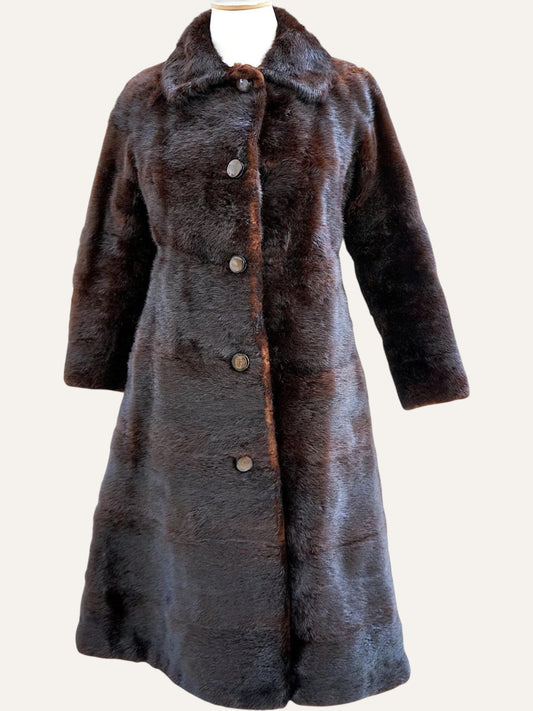 Monogrammed Real Fur Princess Coat in Espresso