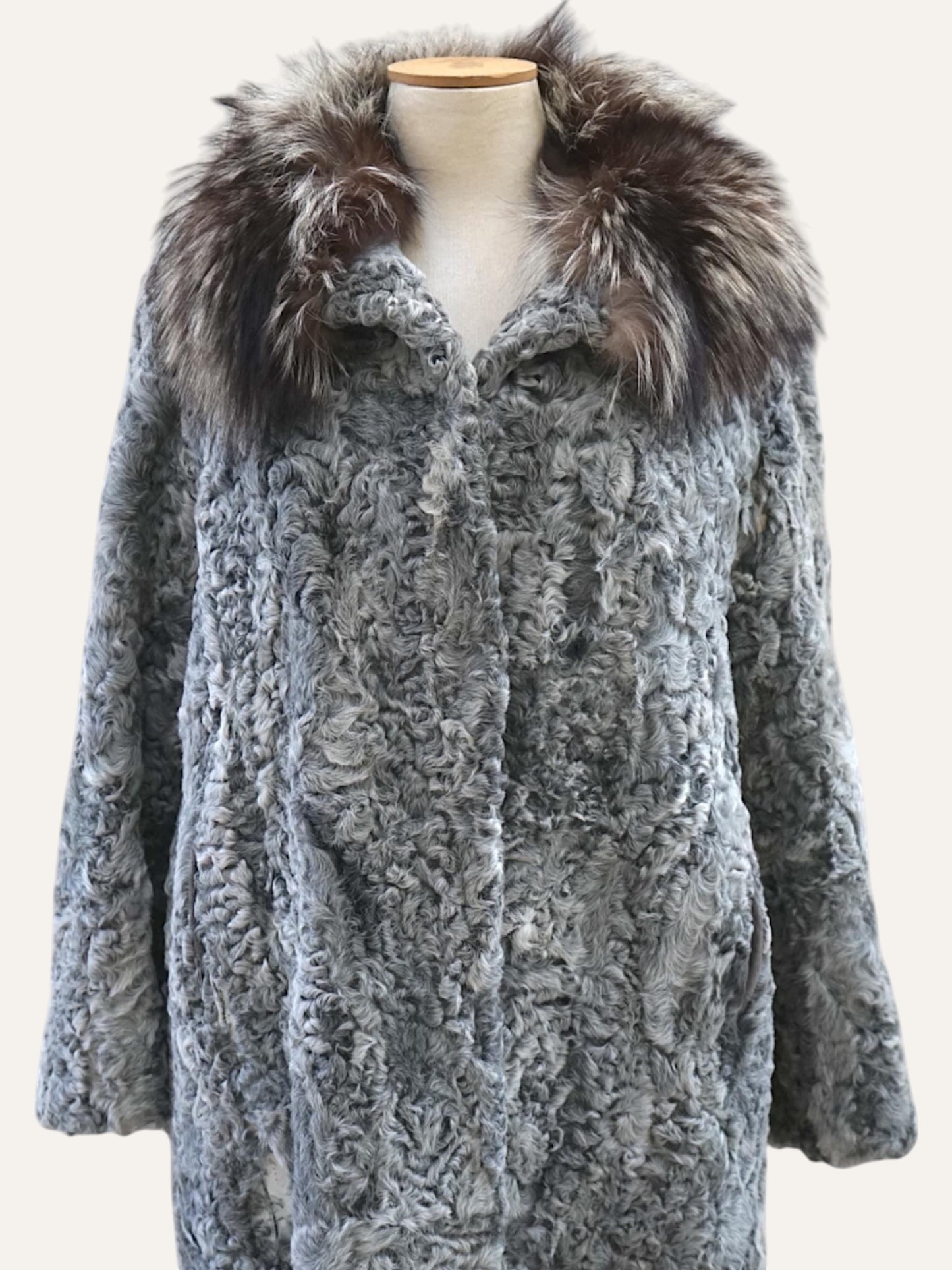 1980's Swakara Coat Long Hair Fur Collar