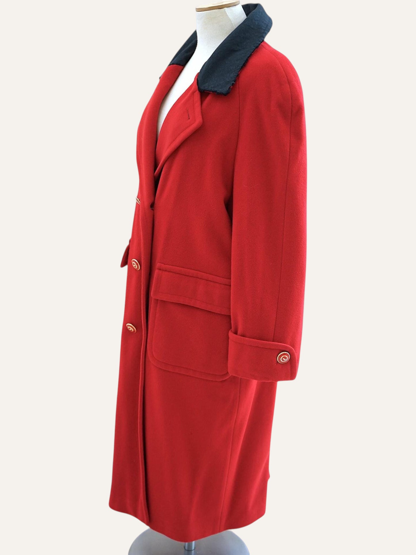 Double Breasted Passion Red Wool Coat