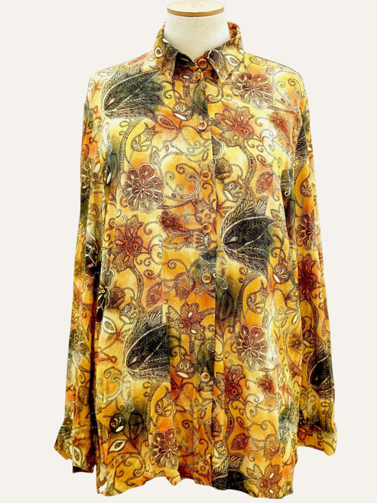 Baroque Pattern Long Sleeve Blouse