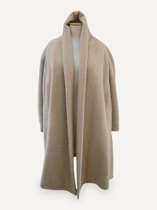 Atelier Open Front Alpaca Coat in Greige