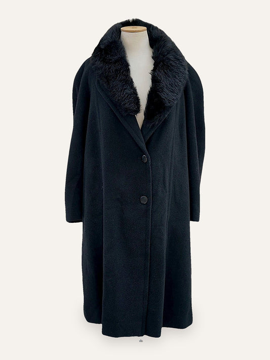 Lancetti Tessuto Wool Coat with Fur Collar