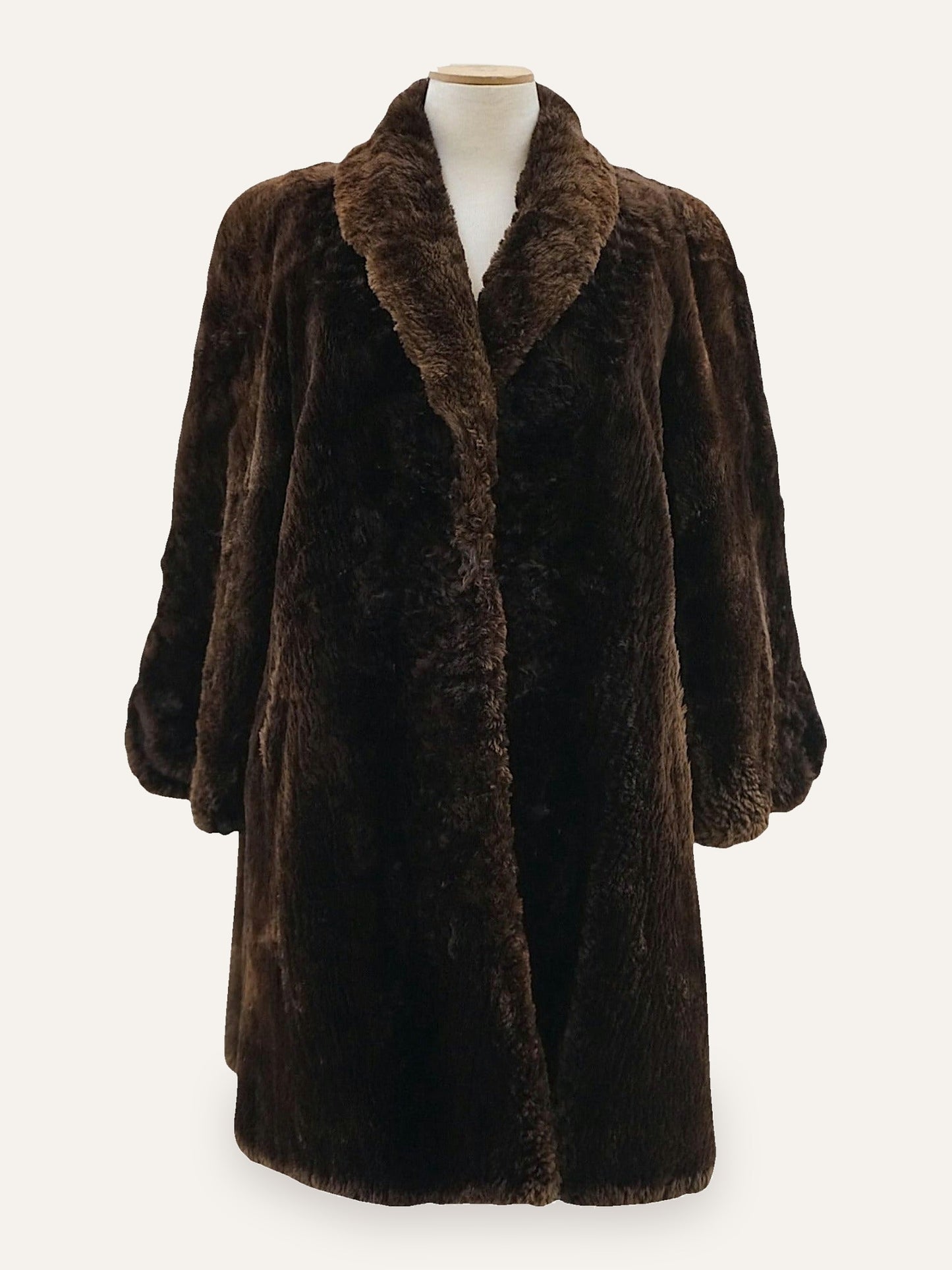 Nino Zollo Sheared Fur Maxi Coat in Dark Chocolate