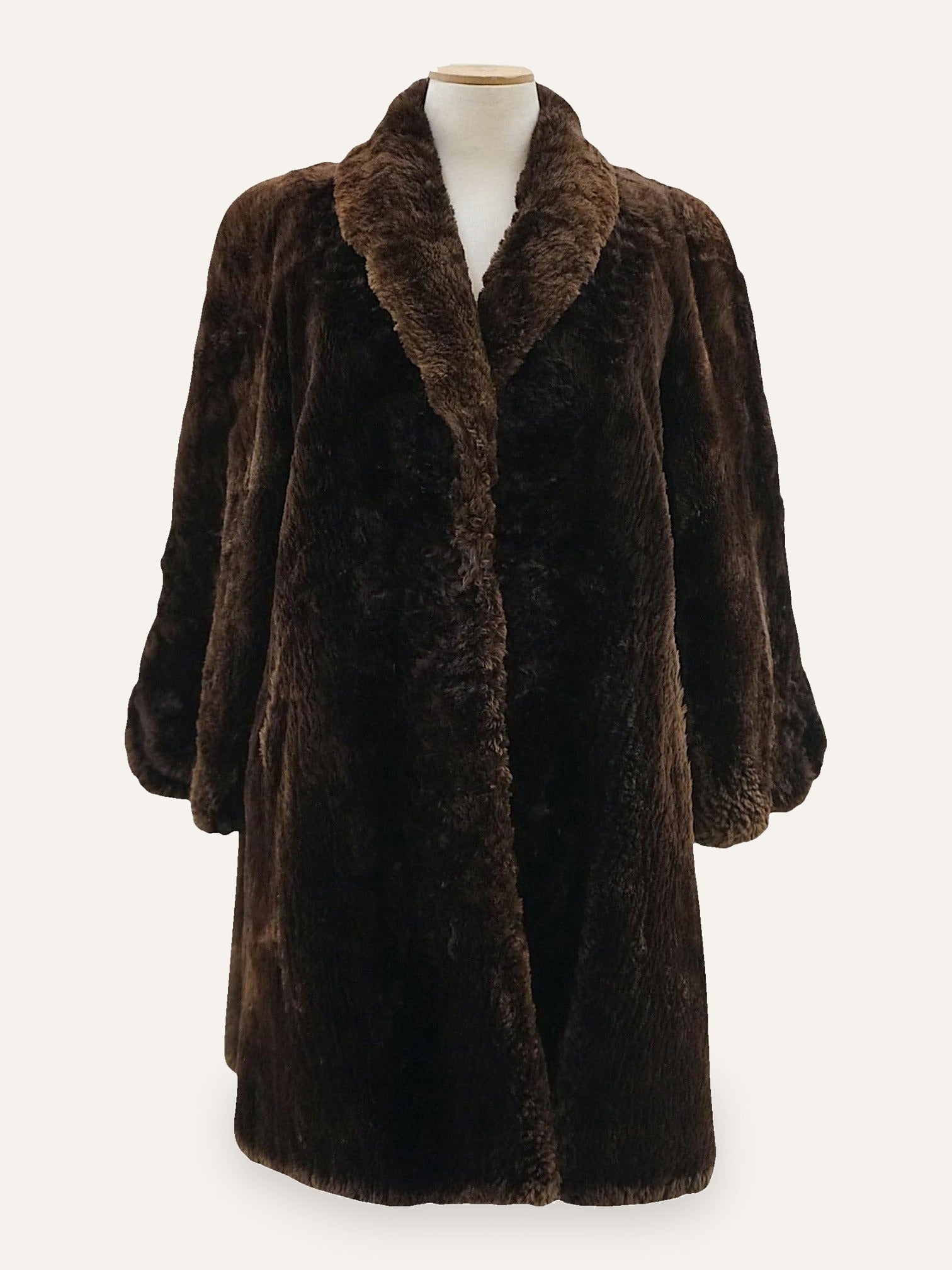 Nino Zollo Sheared Fur Maxi Coat in Dark Chocolate