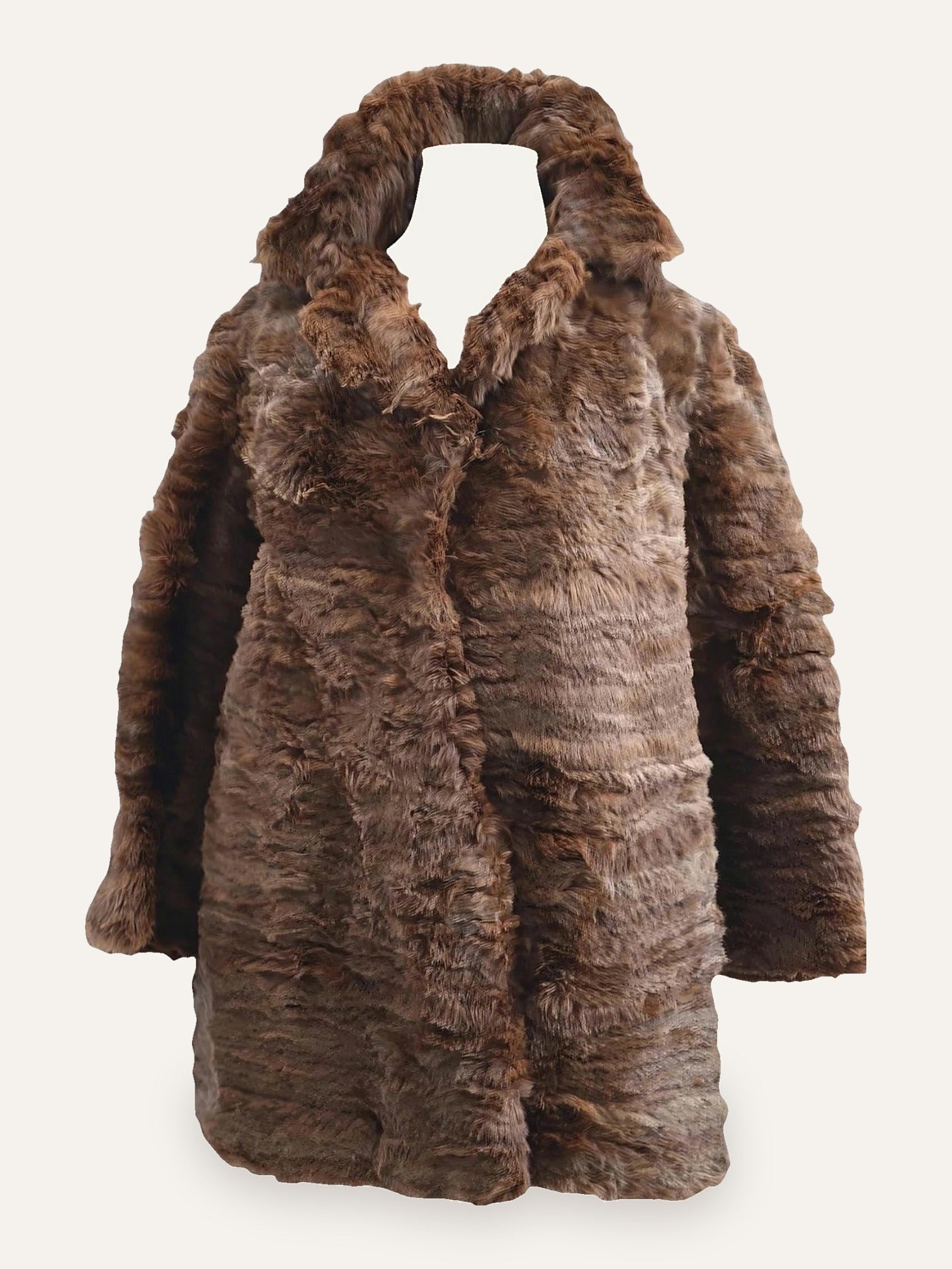 Vintage Wild Brown Fur Coat in Chestnut