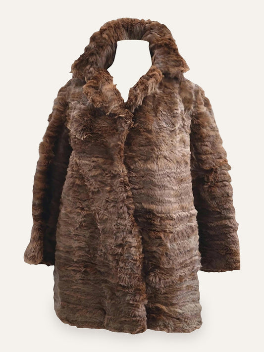 Vintage Wild Brown Fur Coat in Chestnut