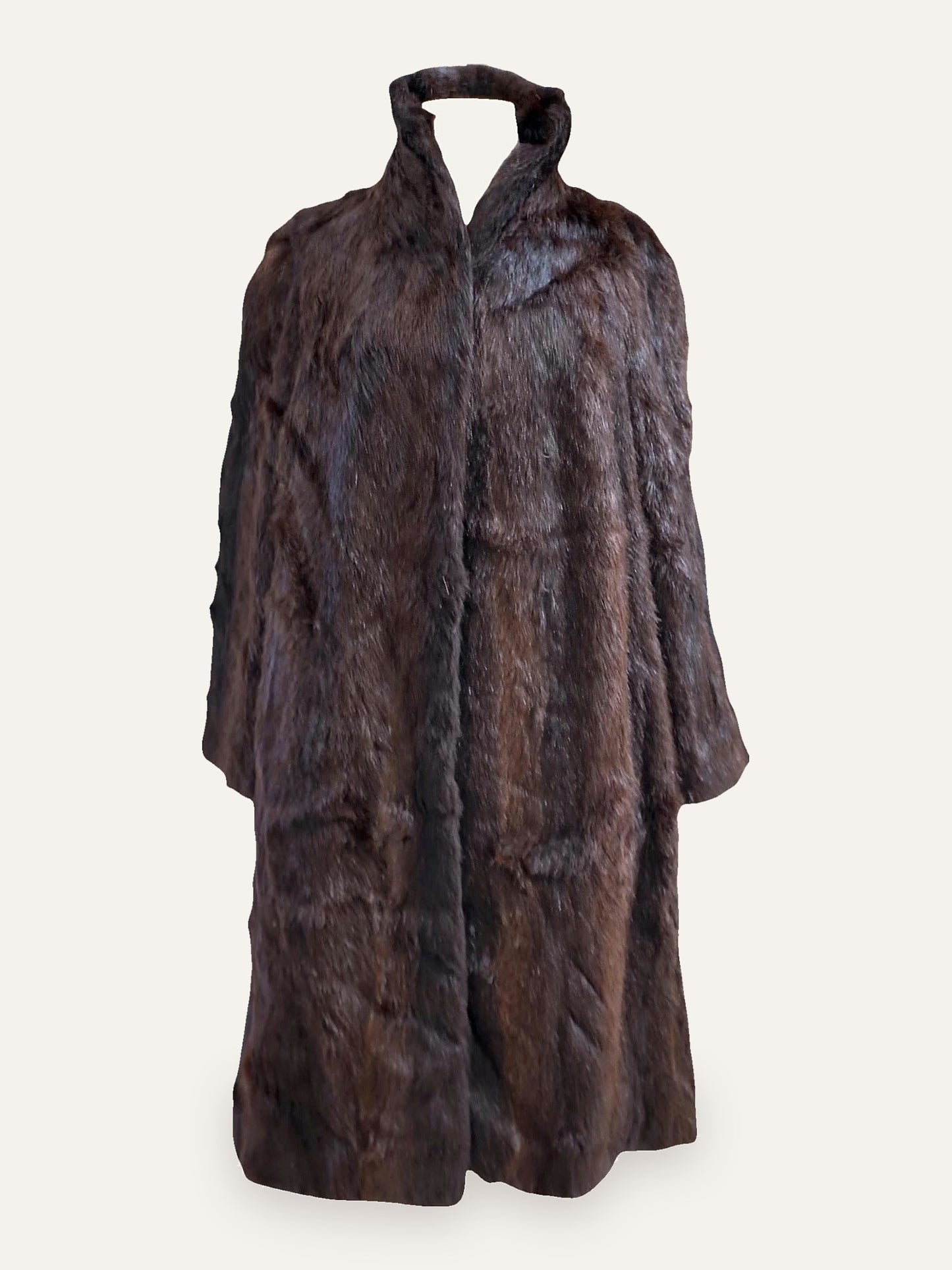 Dark Mahogany Fur Maxi Coat