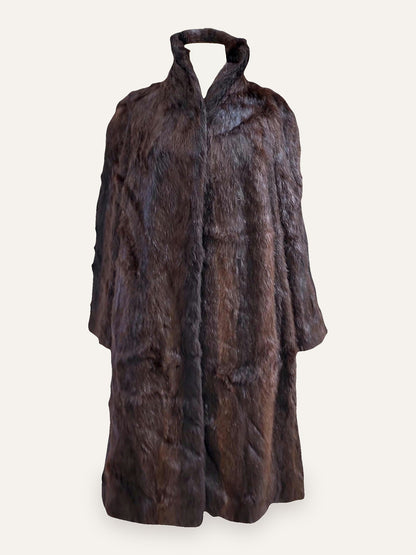 Dark Mahogany Fur Maxi Coat