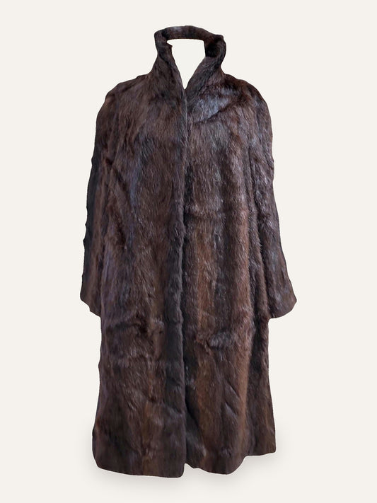 Dark Mahogany Fur Maxi Coat